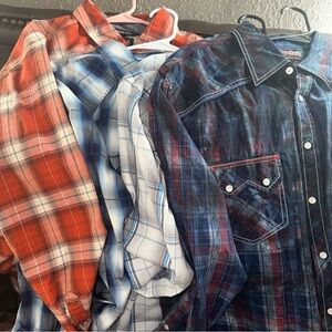 Men's Multicolor Plaid Button-Down Shirts Bundle XL